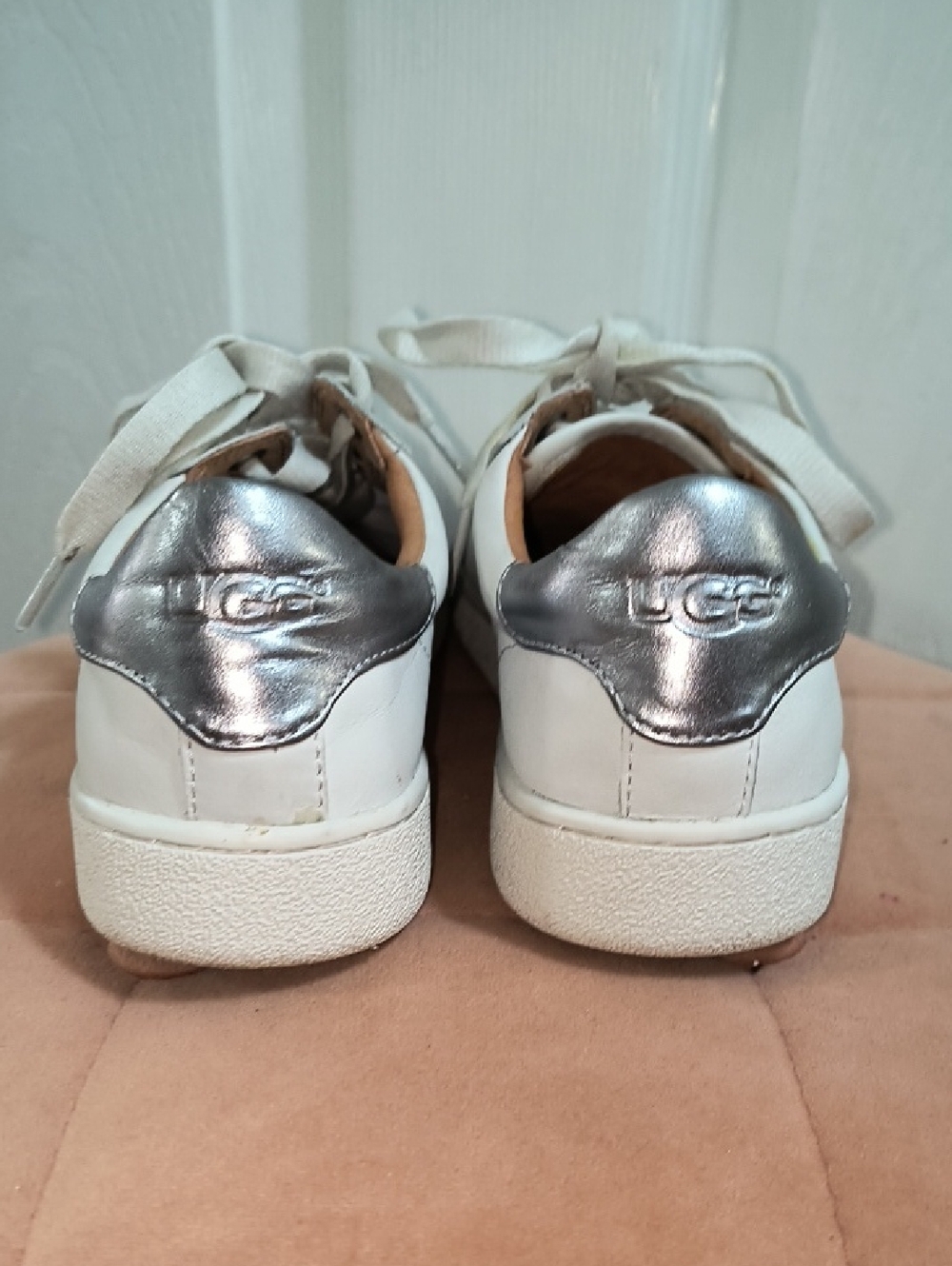 UGG Milo White Leather Sneakers Size 9 - Picture 7 of 9